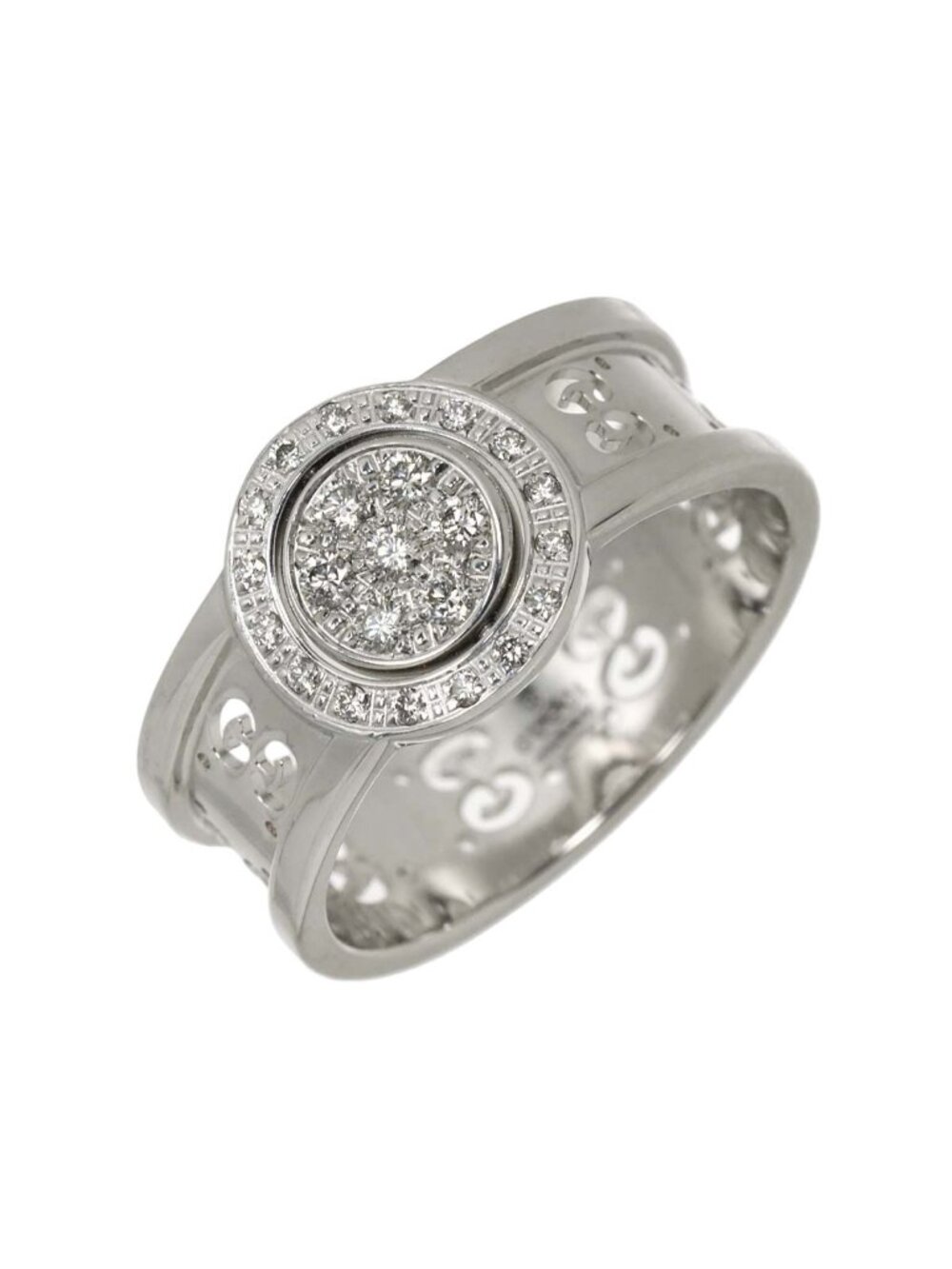 Gucci Icon Toile Ring Diamond 18k White Gold 750